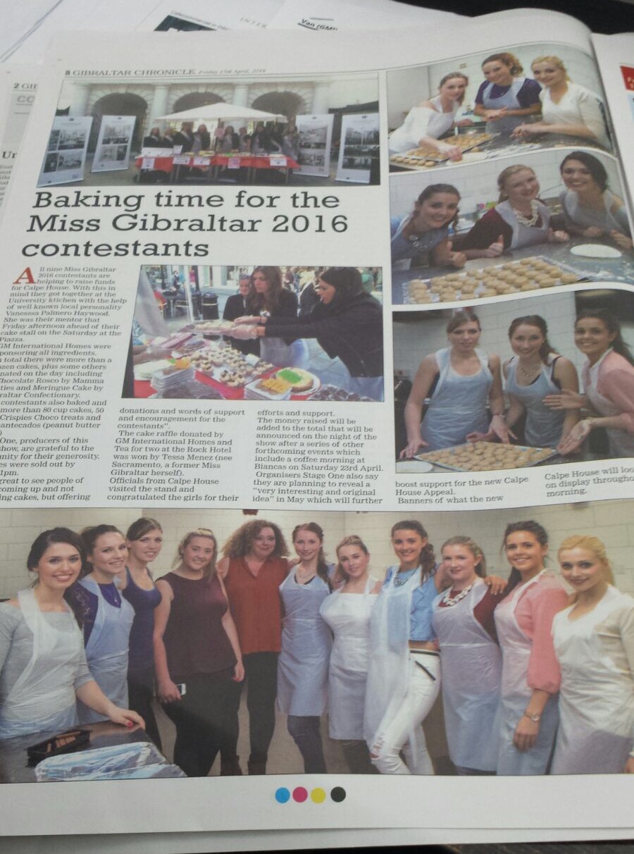 G M International sponsors Miss Gibraltar 2016 Bake Off in Aid of Calpe House Image